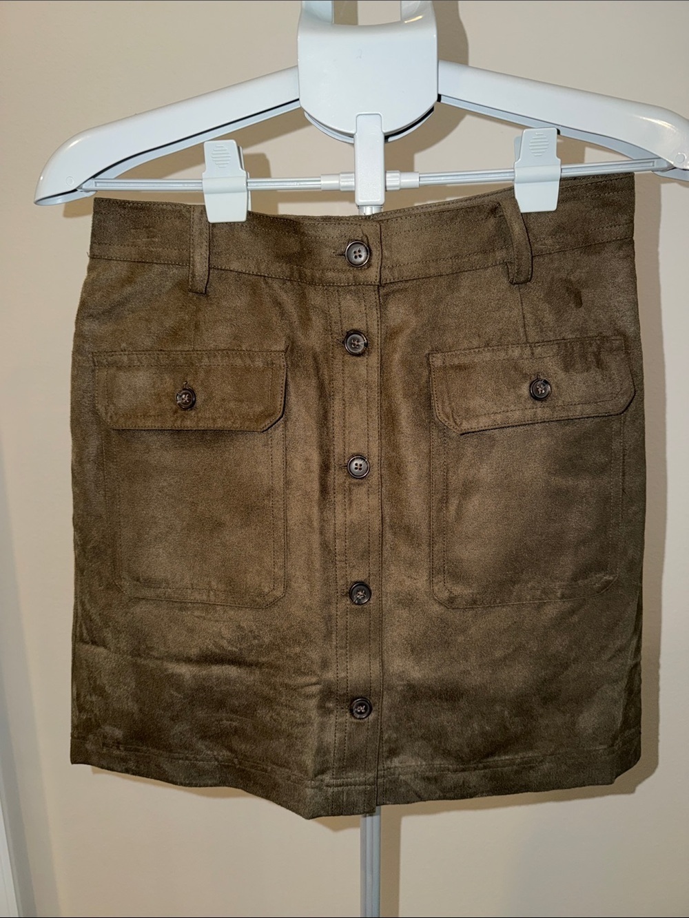 Banana Republic Olive-Brown Button Front Mini Skirt